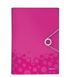Filing folder with eraser Leitz WOW, A4, plastic, pink, 6 compartments 0816-102