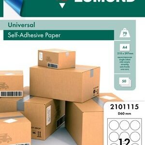 Lomond Self-Adhesive Paper Universal Labels, 12x d=60mm, A4, 50 sheets, White