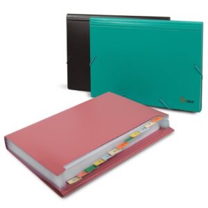 File folder with rubbers Forpus, A4, plastic, red, 12 compartments