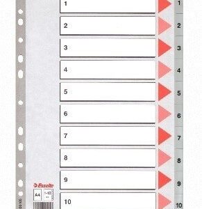 Divider Esselte PP, A4, numbers 1-10, plastic