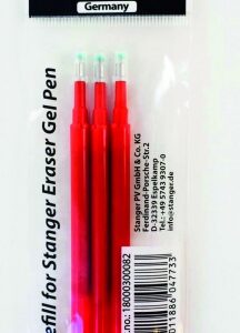 STANGER Refill Eraser Gel Pen 0.7 mm, red, Set 3 pcs. 18000300082