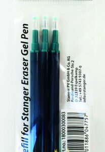 STANGER Refill Eraser Gel Pen 0.7 mm, green, Set 3 pcs. 18000300083