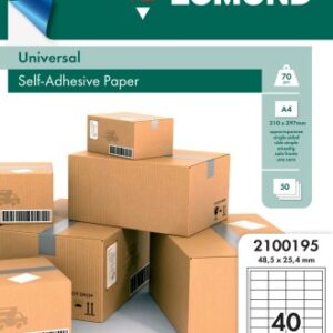 Lomond Self-Adhesive Paper Universal Labels, 40/48,5x25,4, A4, 50 sheets, White