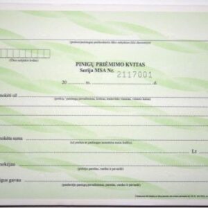 Pinigų priėmimo kvitas, su Nr., A5, 2x50  0720-036