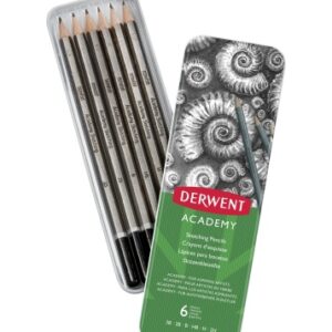 Derwent Academy Sketching Pencils, 6 pencils, Tin box