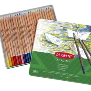 Derwent Academy Watercolour Pencils 24 colours, Tin box