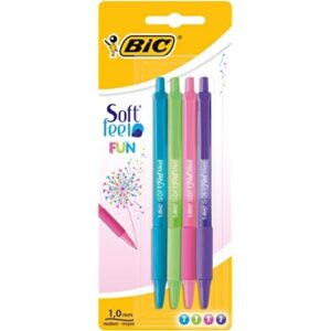 Ball pens SOFT FEEL CLIC FUN, Set 4 colours