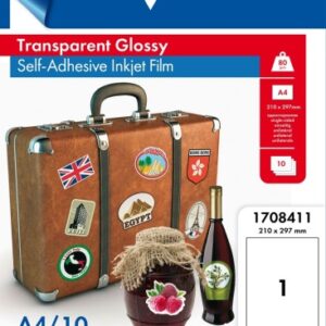 Lomond PET Film for inkjet printers, Transparent Clear Glossy, Self-Adhesive A4, 10 sheets