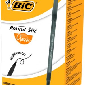 BIC Ballpoint pens ROUND STIC 1.0 mm, black, Box 60 pcs.256385