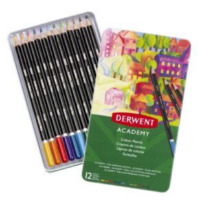 Derwent Academy Colouring Pencils 12 colours, Tin box