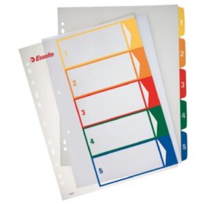 Divider Esselte Project, A4, 1-10 colors, plastic 0807-118