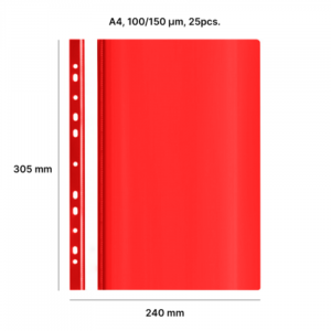 AD Class Perforated A4 Report File 100/150 red 25pcs./pack.
