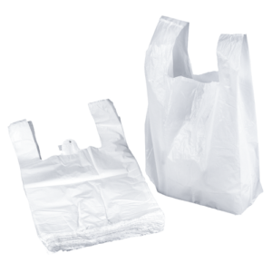 Bags with handle 30 x 18 x 55 cm, 25 mic, white, 100 pcs/pack